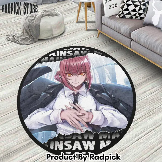 Makima round rug custom chainsaw man anime rug floor mats  rp5956851